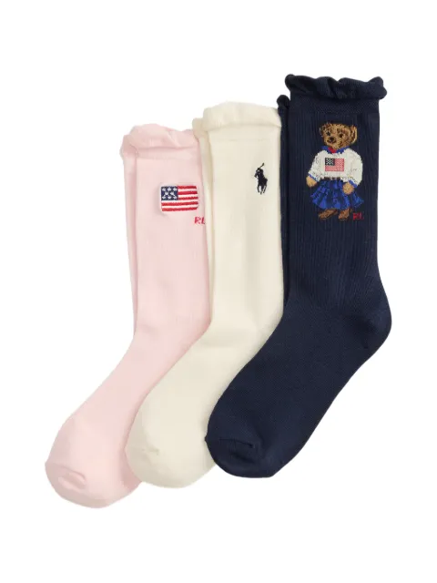 POLO RALPH LAUREN KIDS ruffled motif socks (set of three)