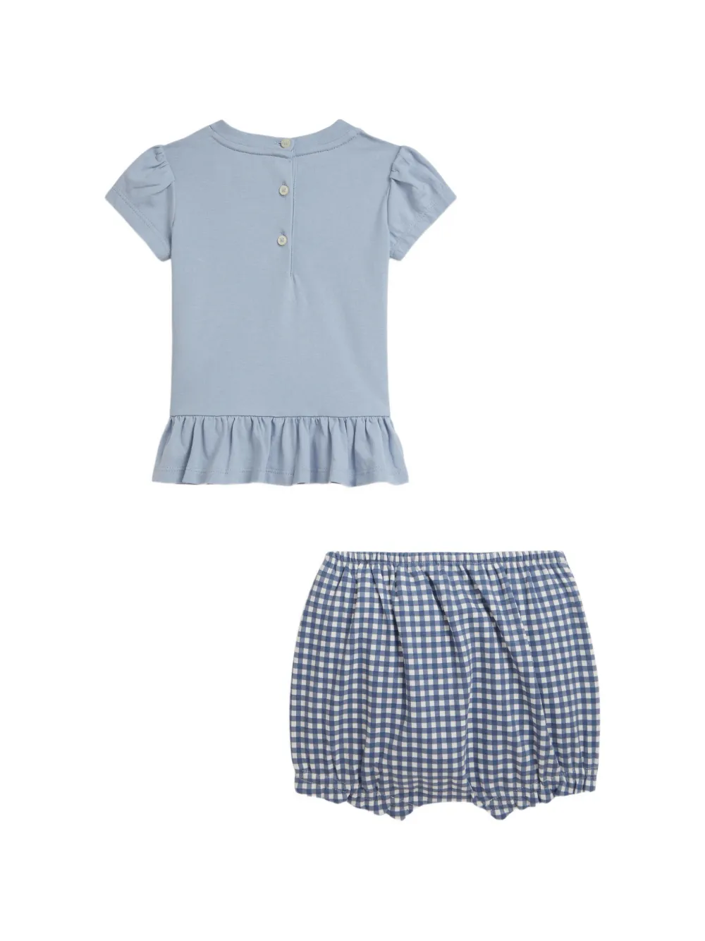 POLO RALPH LAUREN KIDS Shortsset met hondenprint en gingham-ruit Blauw