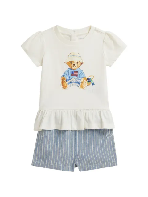 POLO RALPH LAUREN KIDS Set con shorts Polo Bear a righe