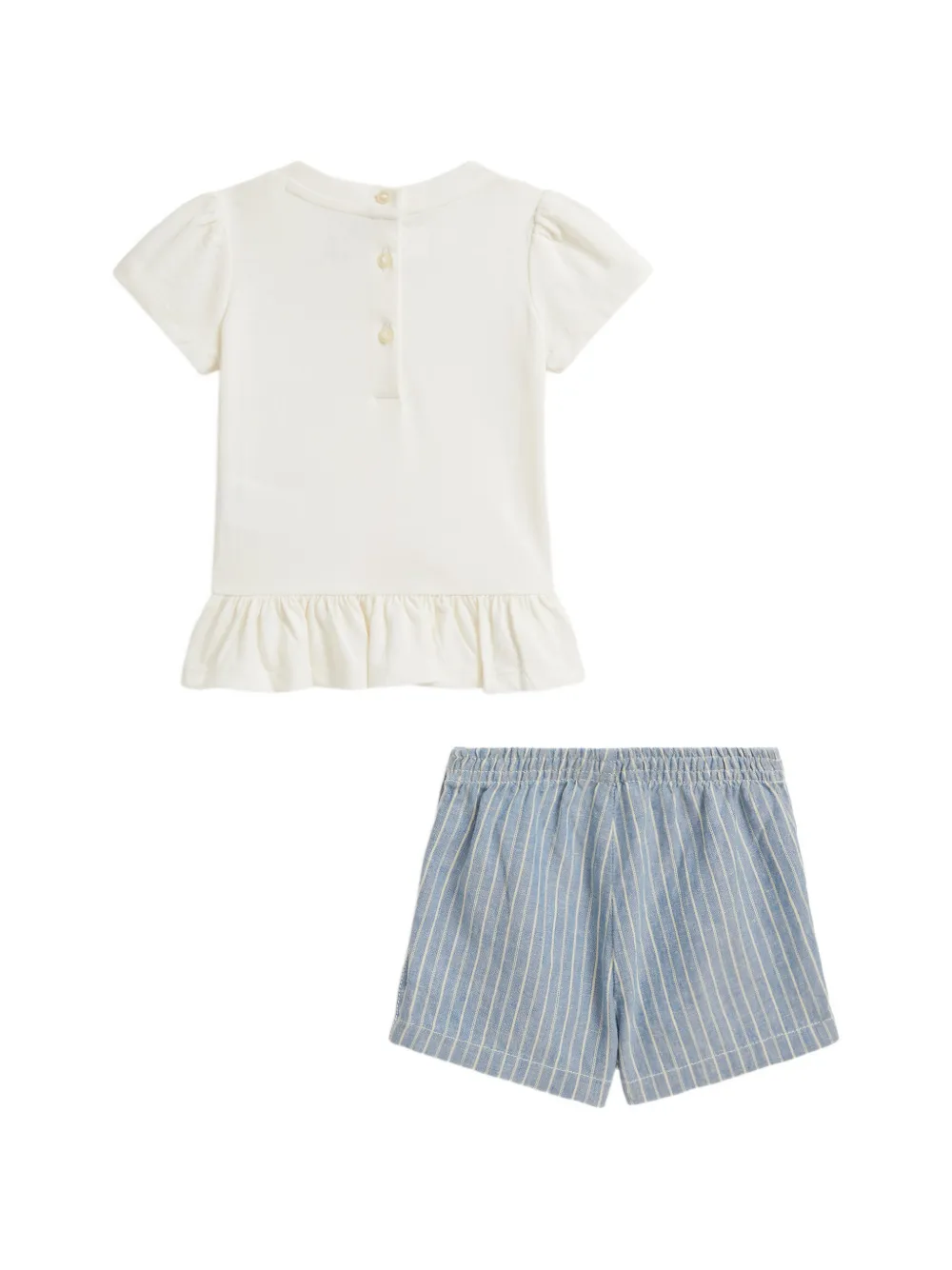 POLO RALPH LAUREN KIDS Polo Bear gestreepte shortsset Beige