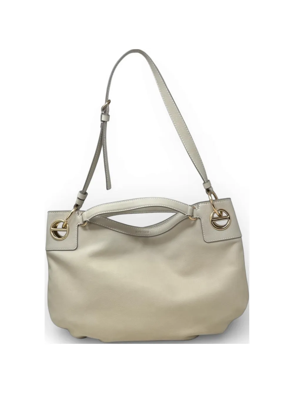 Borbonese medium London leather shoulder bag - Bianco