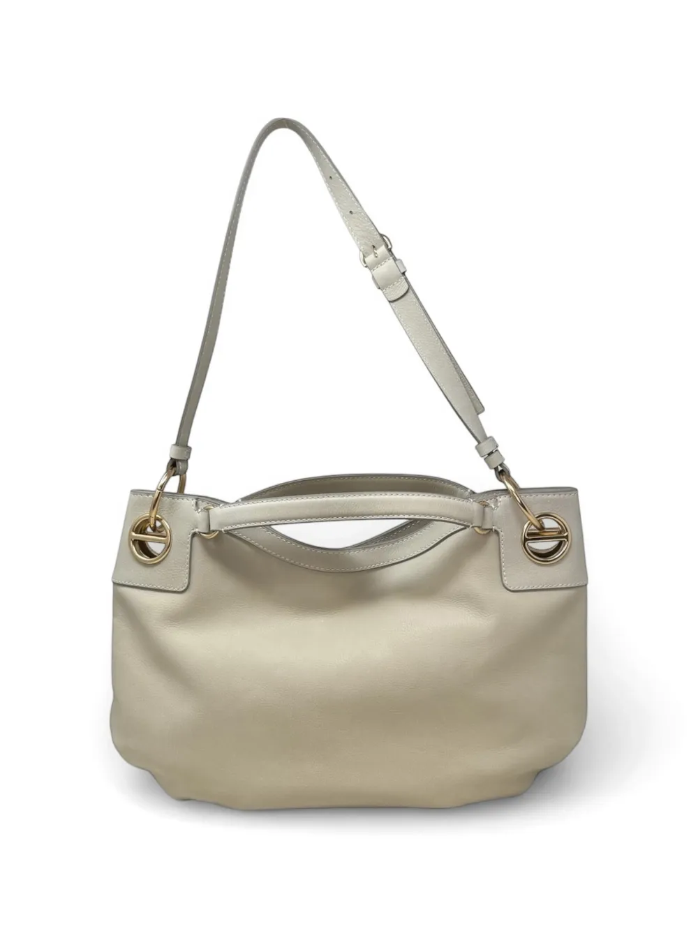  Borbonese Medium London Leather Shoulder Bag - White 
