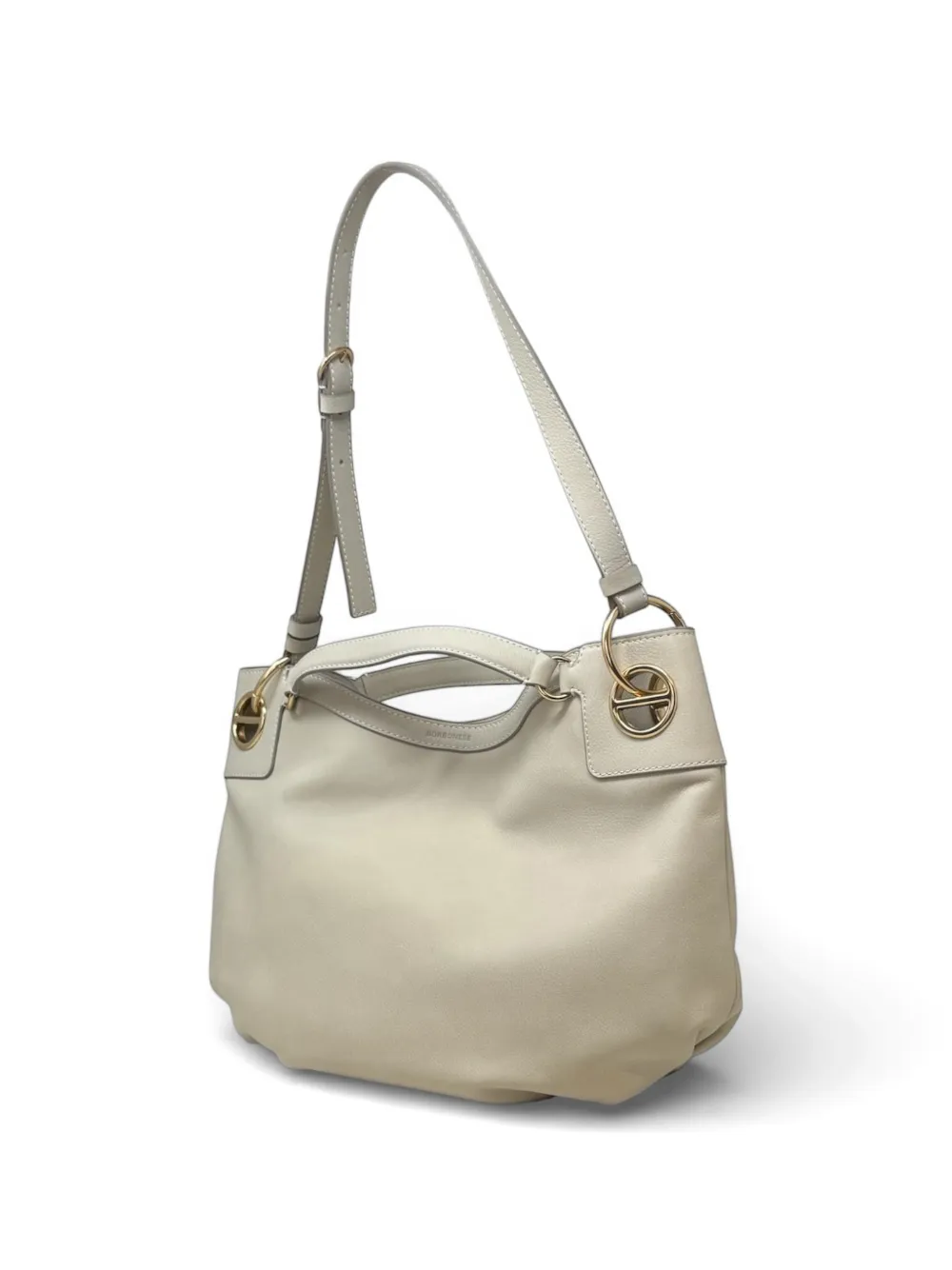  Borbonese Medium London Leather Shoulder Bag - White 