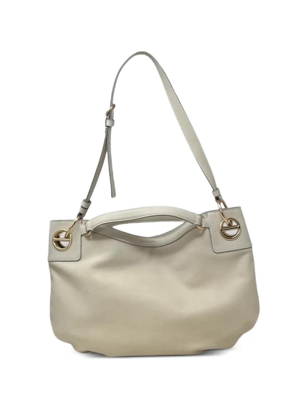 Borbonese medium London leather shoulder bag - Bianco