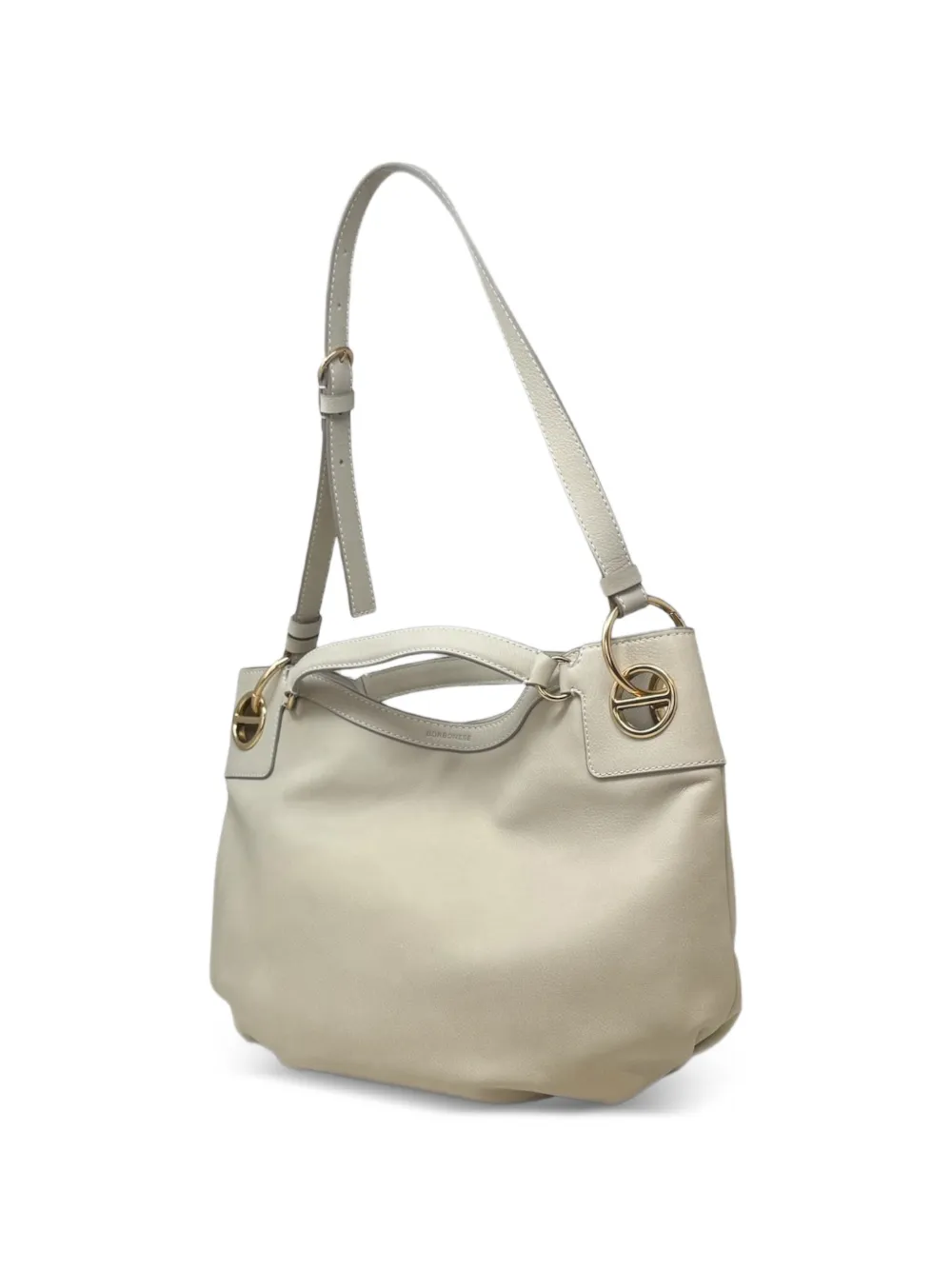 Borbonese Medium London leren schoudertas Wit
