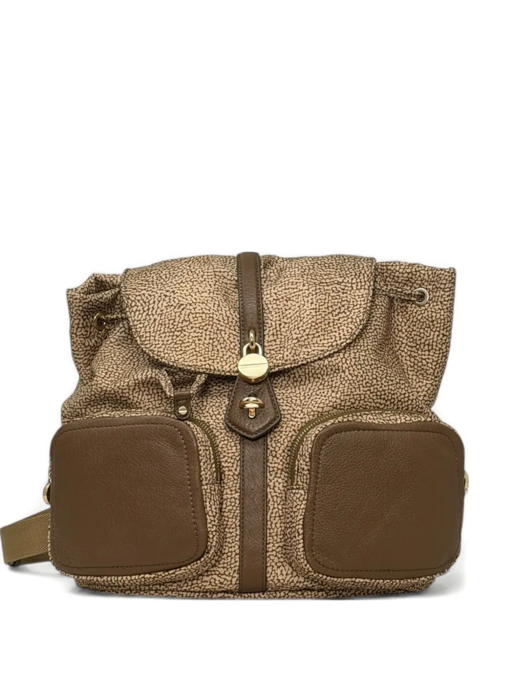 Borbonese flap printed backpack - Marrone