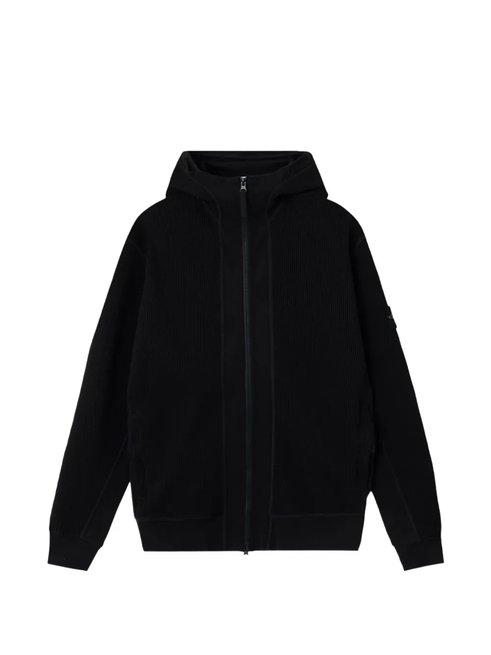 Stone Island logo-patch zip-up hoodie - Nero