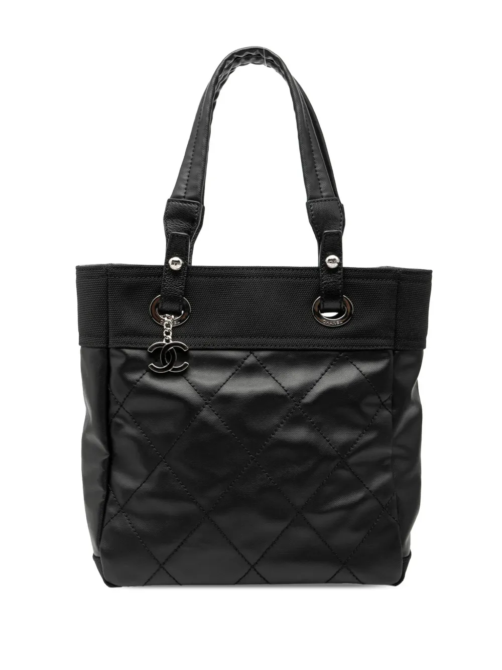 CHANEL Pre-Owned 2006-2008 Small Quilted Coated Canvas Paris Biarritz tote bag - Nero