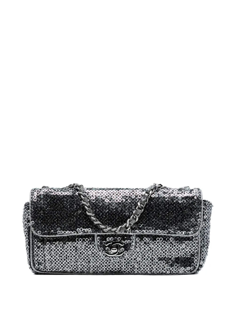 CHANEL Pre-Owned 2006-2008 CC Sequins East West Flap shoulder bag - Argento