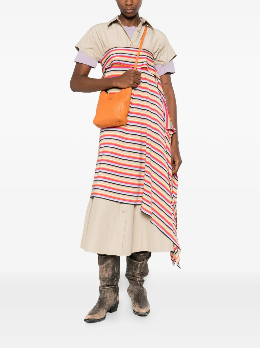 Miu Leren crossbodytas met hangslot bedel Oranje