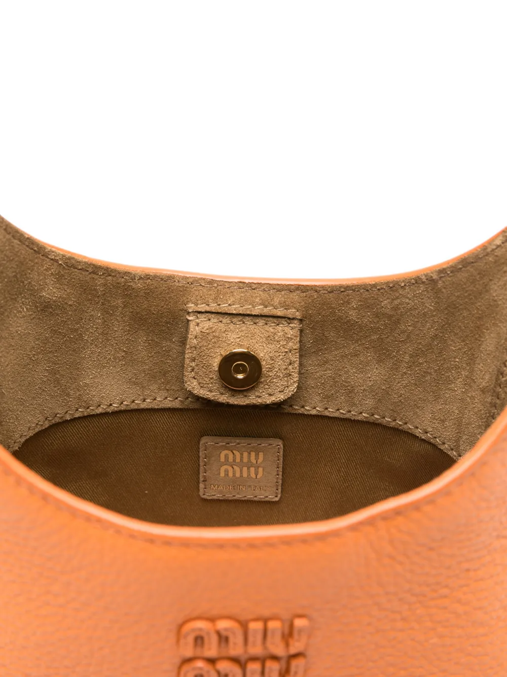 Miu Leren crossbodytas met hangslot bedel Oranje