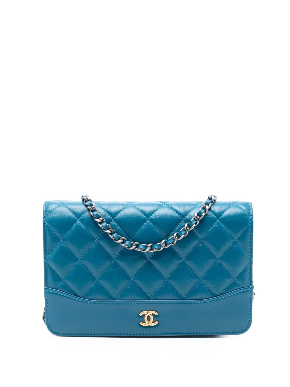CHANEL Pre-Owned 2019 Quilted Aged Calfskin Gabrielle Wallet On Chain crossbody bag - Blu