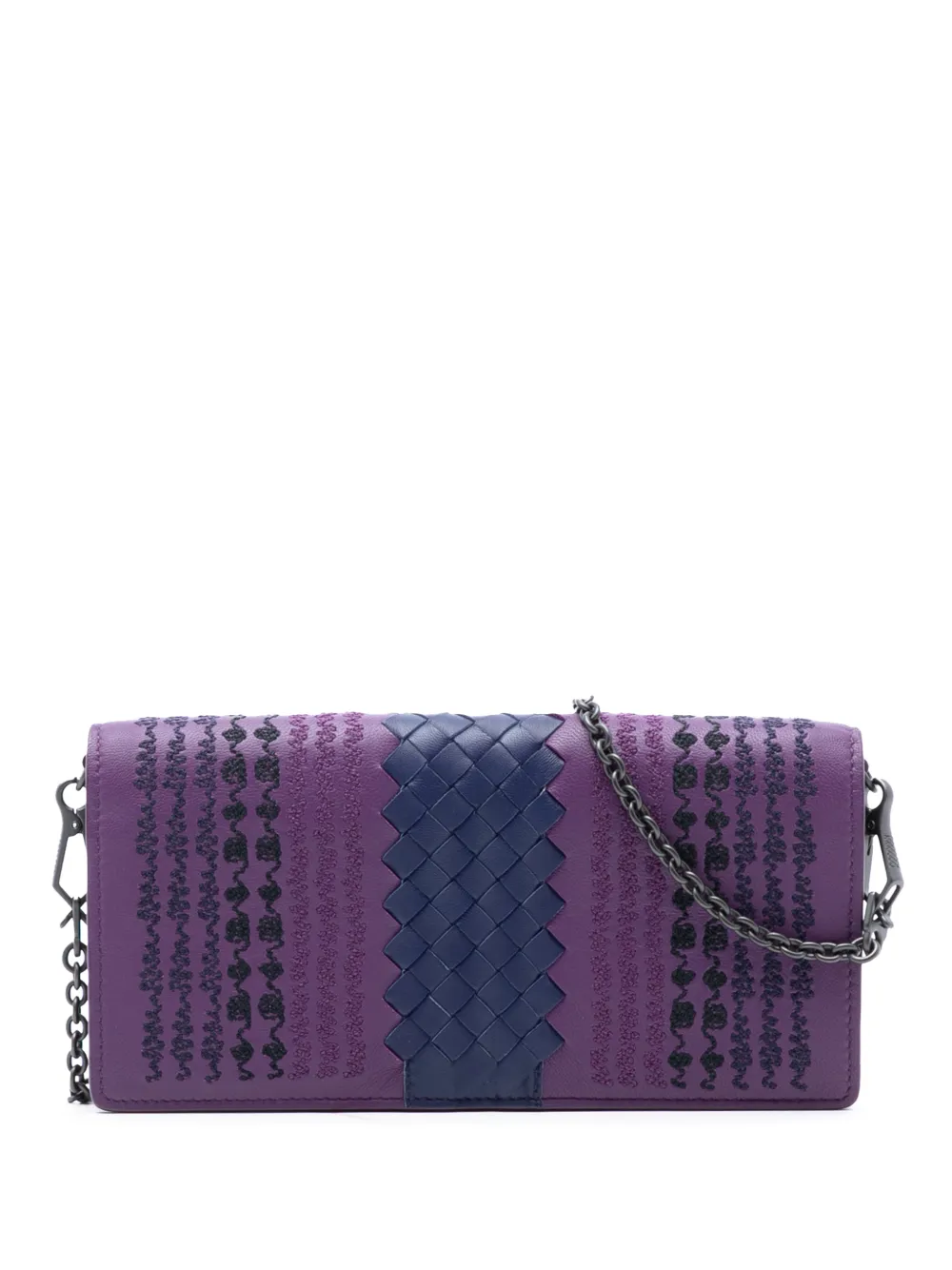 Bottega Veneta Pre-Owned 2012-2025 Nappa Intrecciato Embroidered Continental Wallet on Chain crossbody bag - Viola