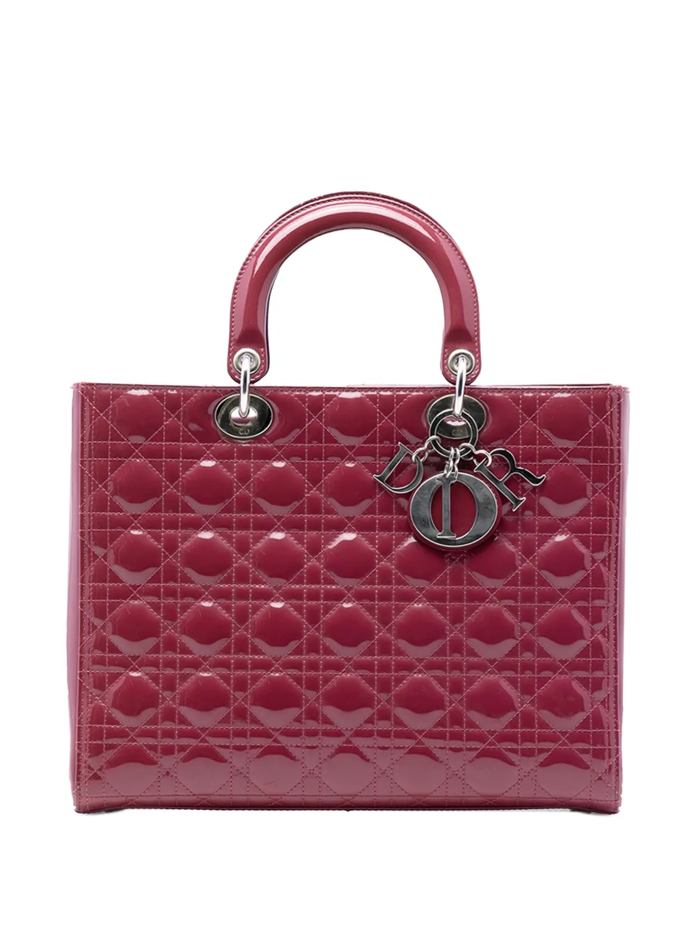 Christian Dior Pre-Owned 2012 Large Patent Cannage Lady Dior satchel - Rosso