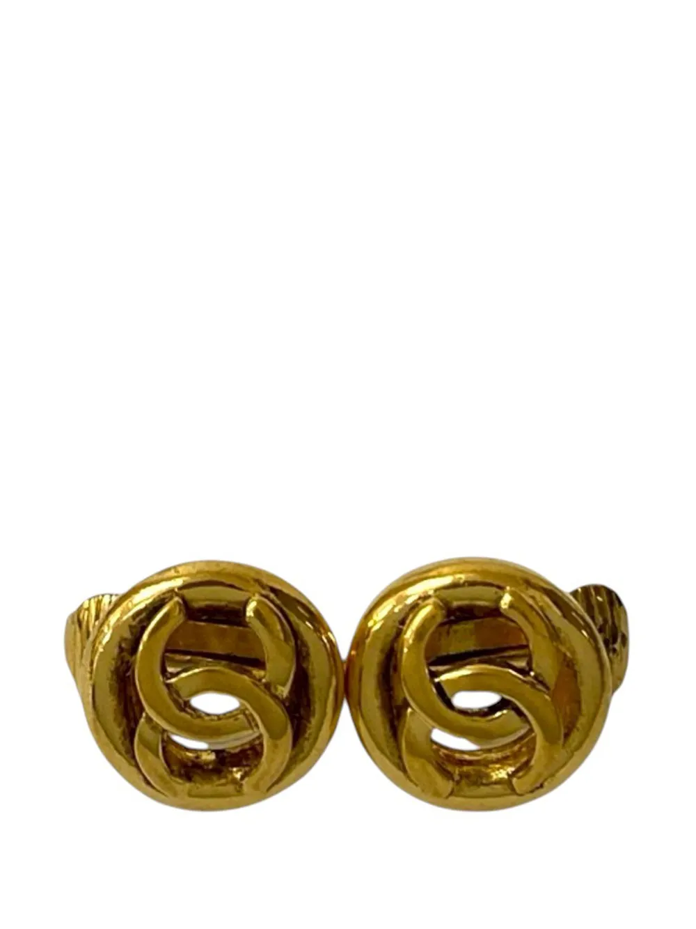 CHANEL Pre-Owned 1970-1980 CC Gold Plated Round Clip On Earrings costume earrings - Oro