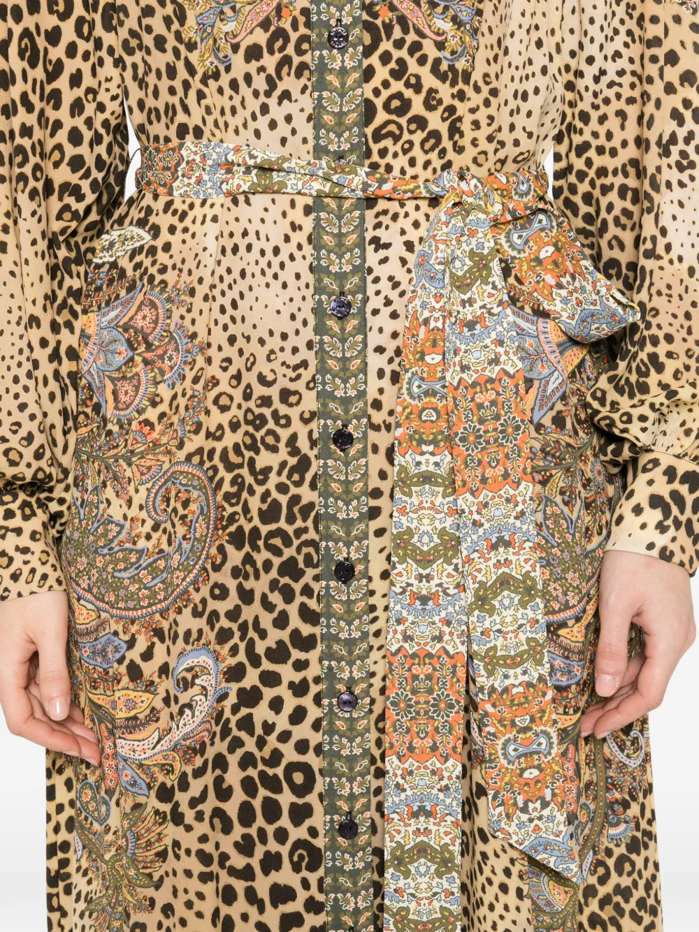 ETRO Midi-jurk met paisley- en dierenprint Bruin
