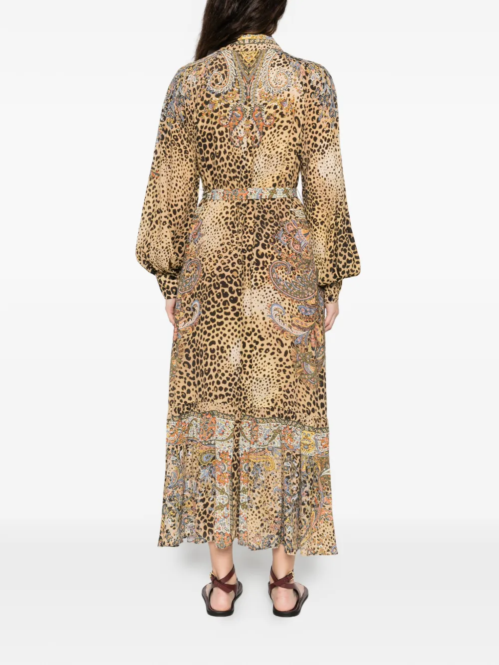 ETRO Midi-jurk met paisley- en dierenprint Bruin