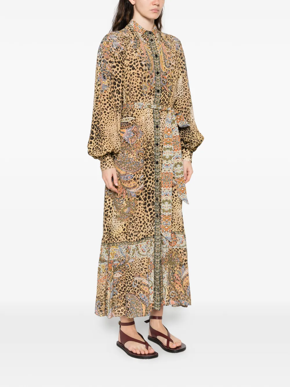 ETRO Midi-jurk met paisley- en dierenprint Bruin