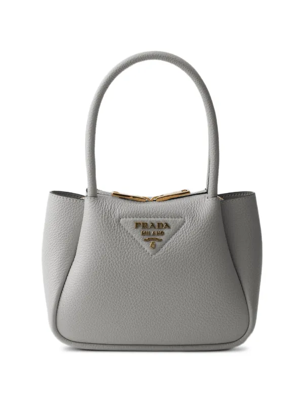 Prada Logo-detail Leather Tote Bag in Grey