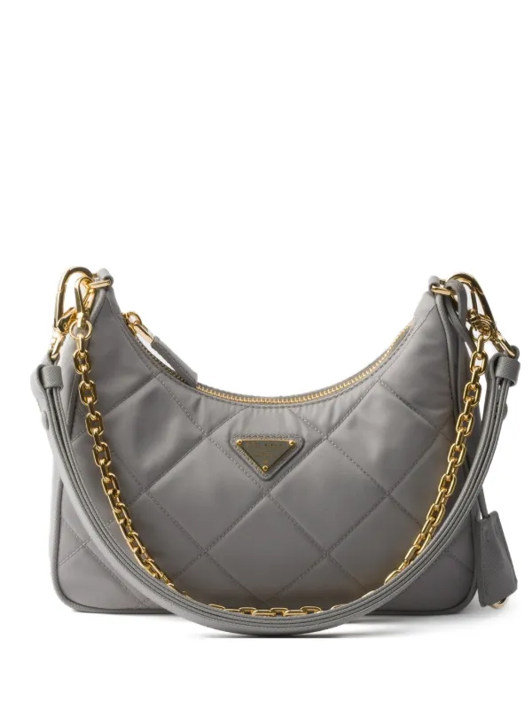 PRADA キルティング グレー ショルダーバッグ Prada リエディション キルティング ショルダーバッグ | グレー