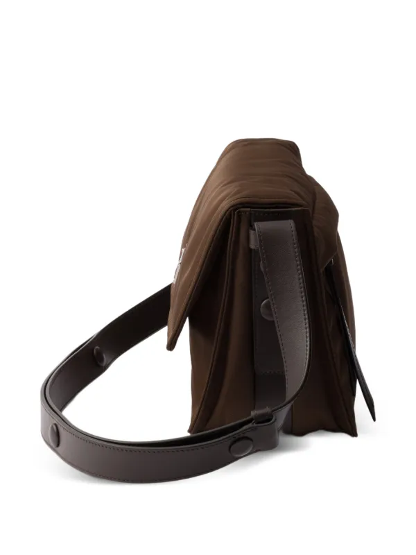 Prada Small Traveller Padded Shoulder Bag | Brown | FARFETCH