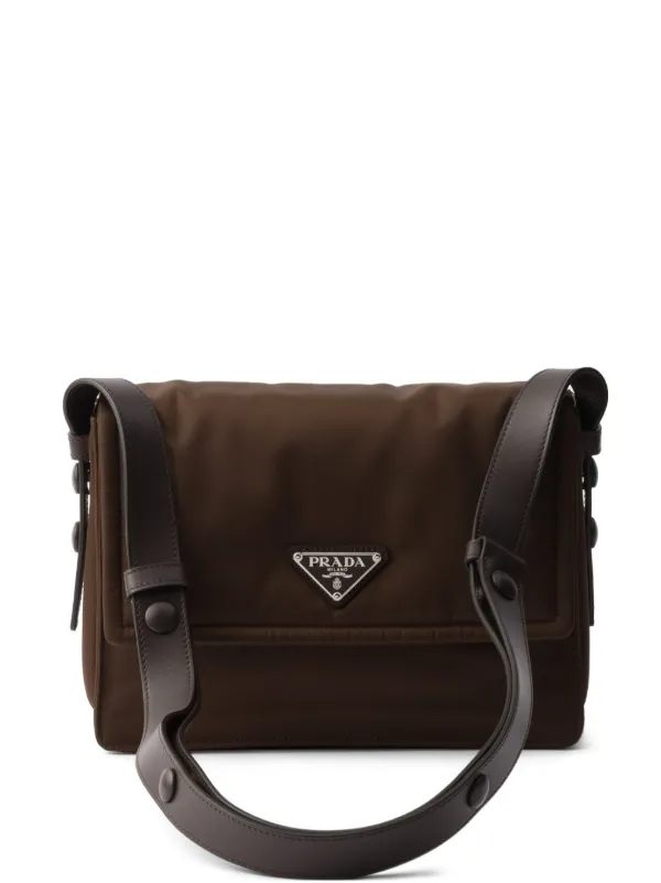Prada Small Traveller Padded Shoulder Bag | Brown | FARFETCH