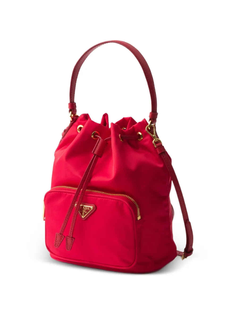  Prada Duet Re-nylon Bucket Bag - Red 