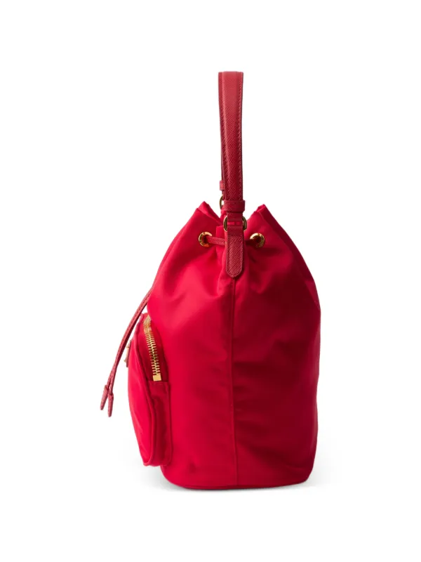 Prada Duet Re-Nylon Bucket Bag | Red | FARFETCH