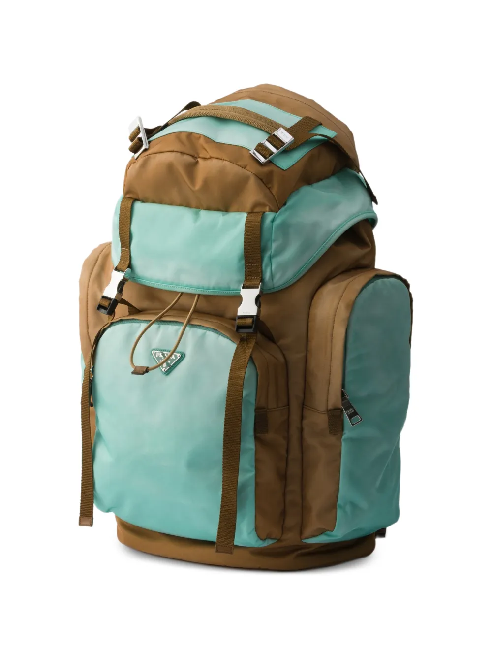 Prada Grote Re-Nylon en Saffiano leren rugzak Blauw
