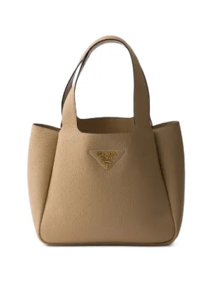Prada Leather logo-detail Tote Bag | Neutrals | FARFETCH