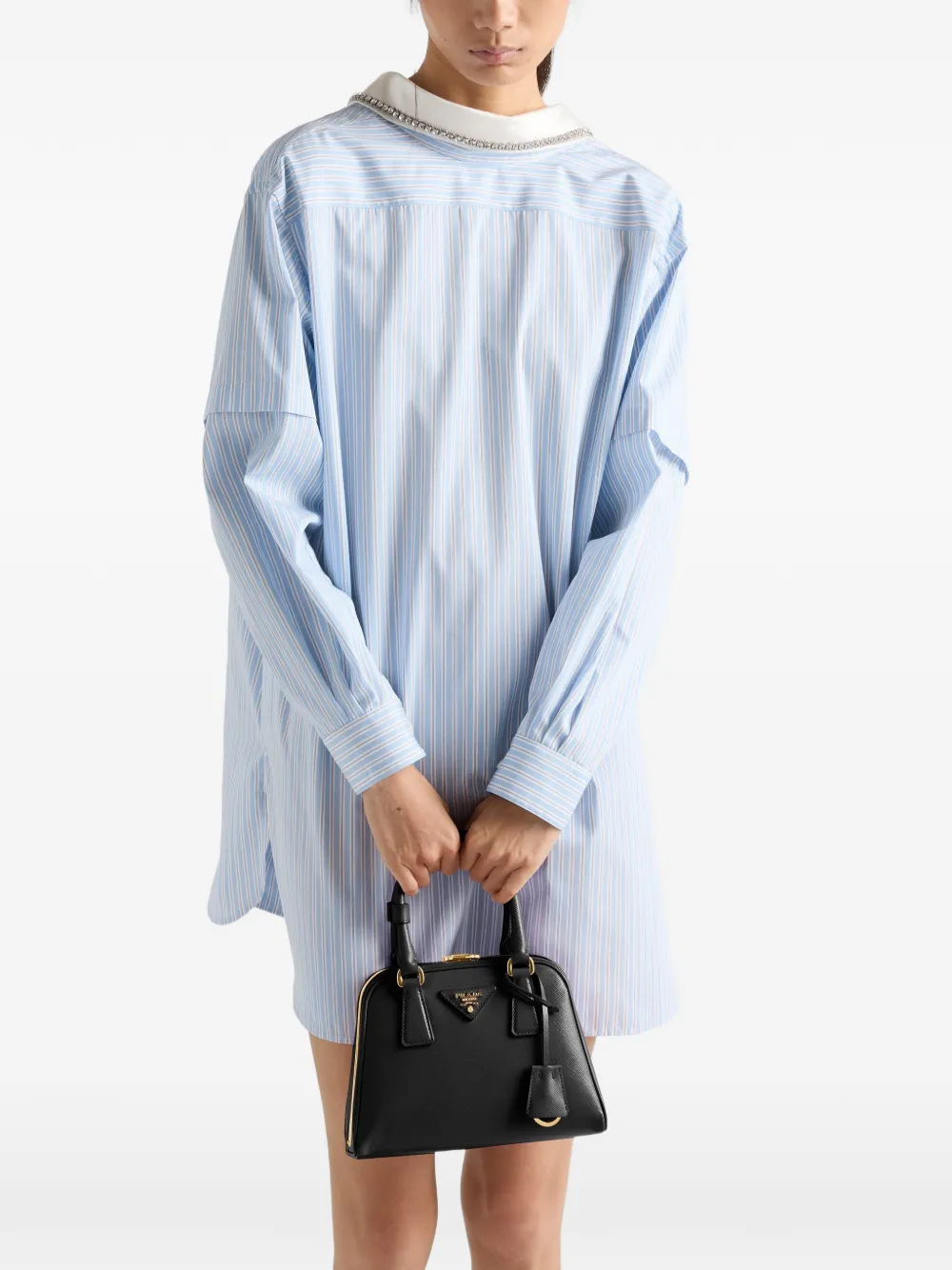 Prada Pyramid Saffiano-leather tote bag - Zwart