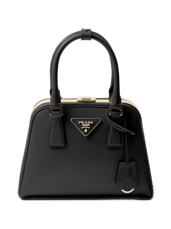 Prada ピラミッド レザーハンドバッグ | ブラック | FARFETCH JP
