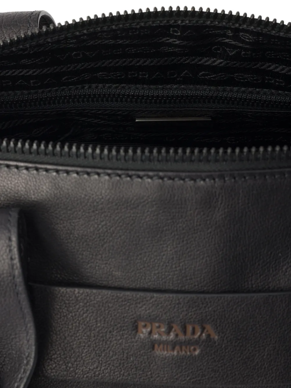 Prada Route grote leren shopper Zwart