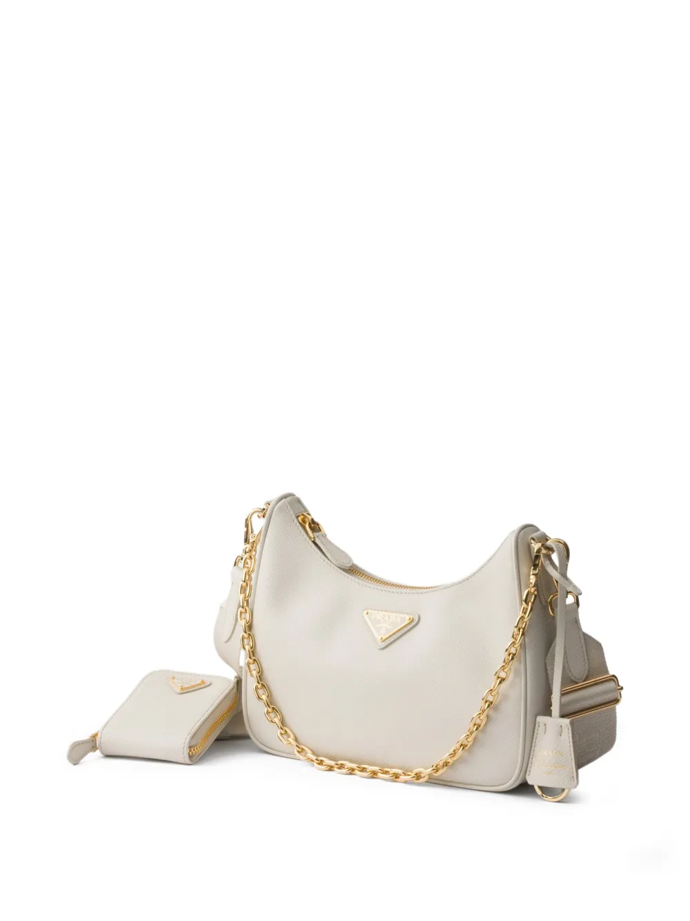  Prada Re-edition 2005 Leather Shoulder Bag - Neutrals 