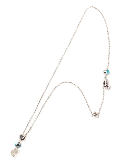 Gucci Pre-Owned 2016-2015 Sterling Silver Rhinestone Heart Tag Pendant necklace