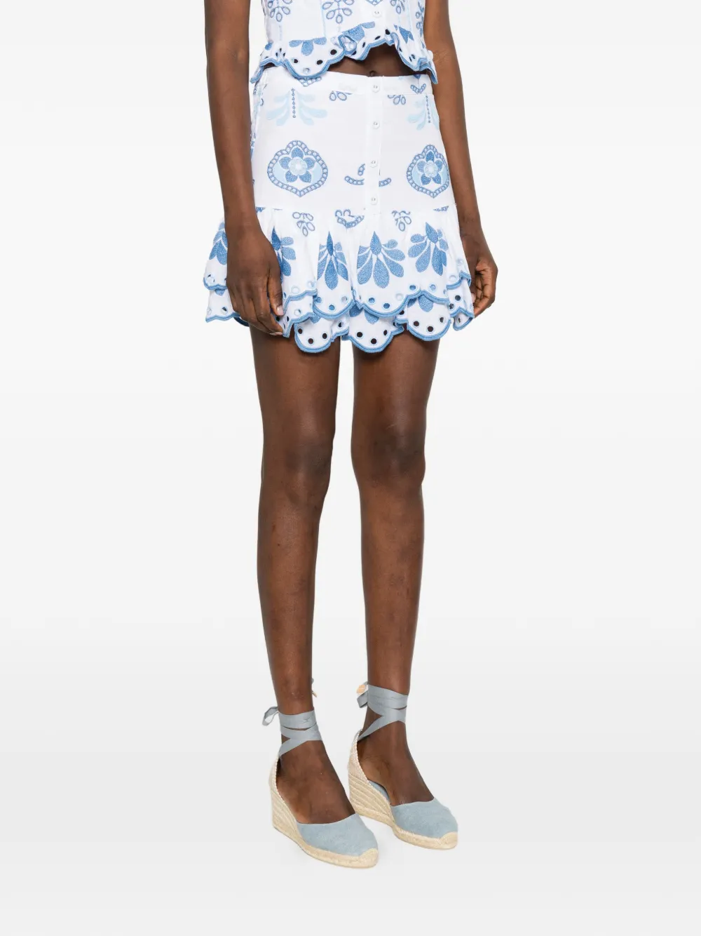 Charo Ruiz Ibiza Leora mini-rok met borduurwerk Wit