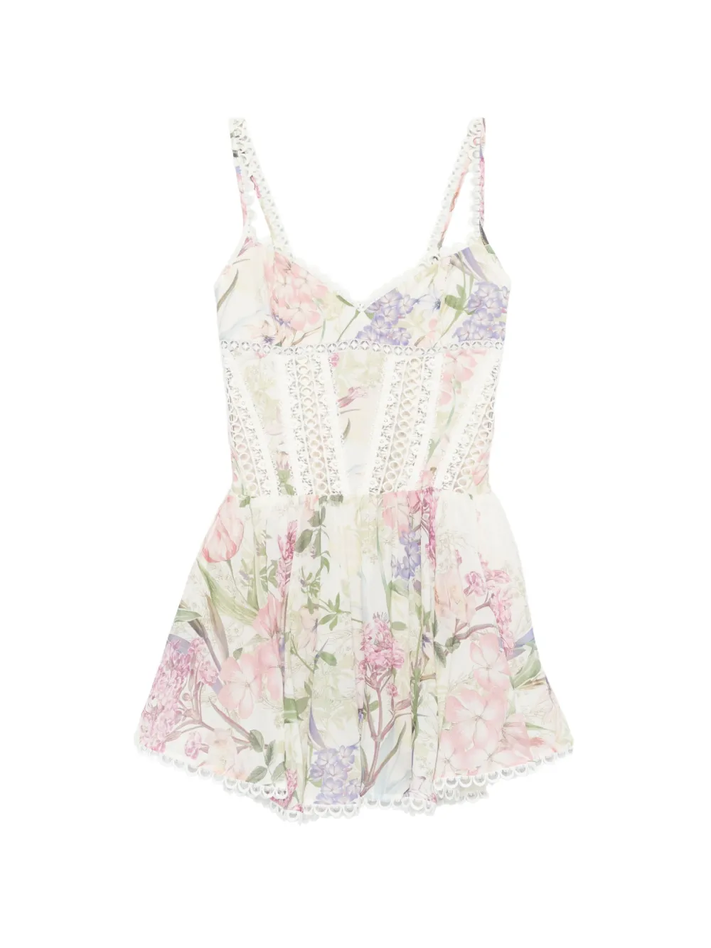 Charo Ruiz Ibiza Gardenia floral-print mini dress - Toni neutri