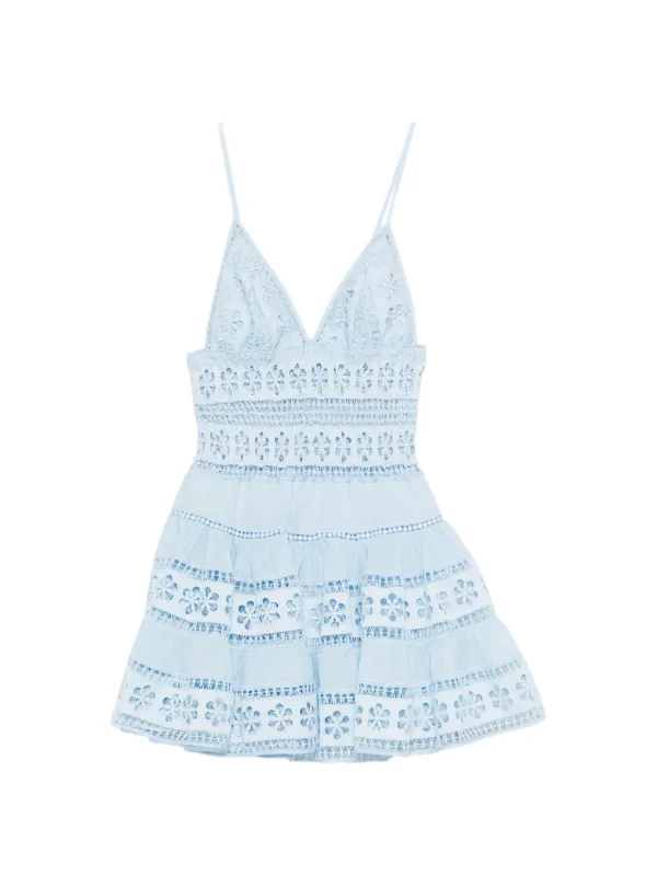 charo ruiz blue and white dress Charo Ruiz Ibiza Isca broderie-anglaise Mini Dress | Blue