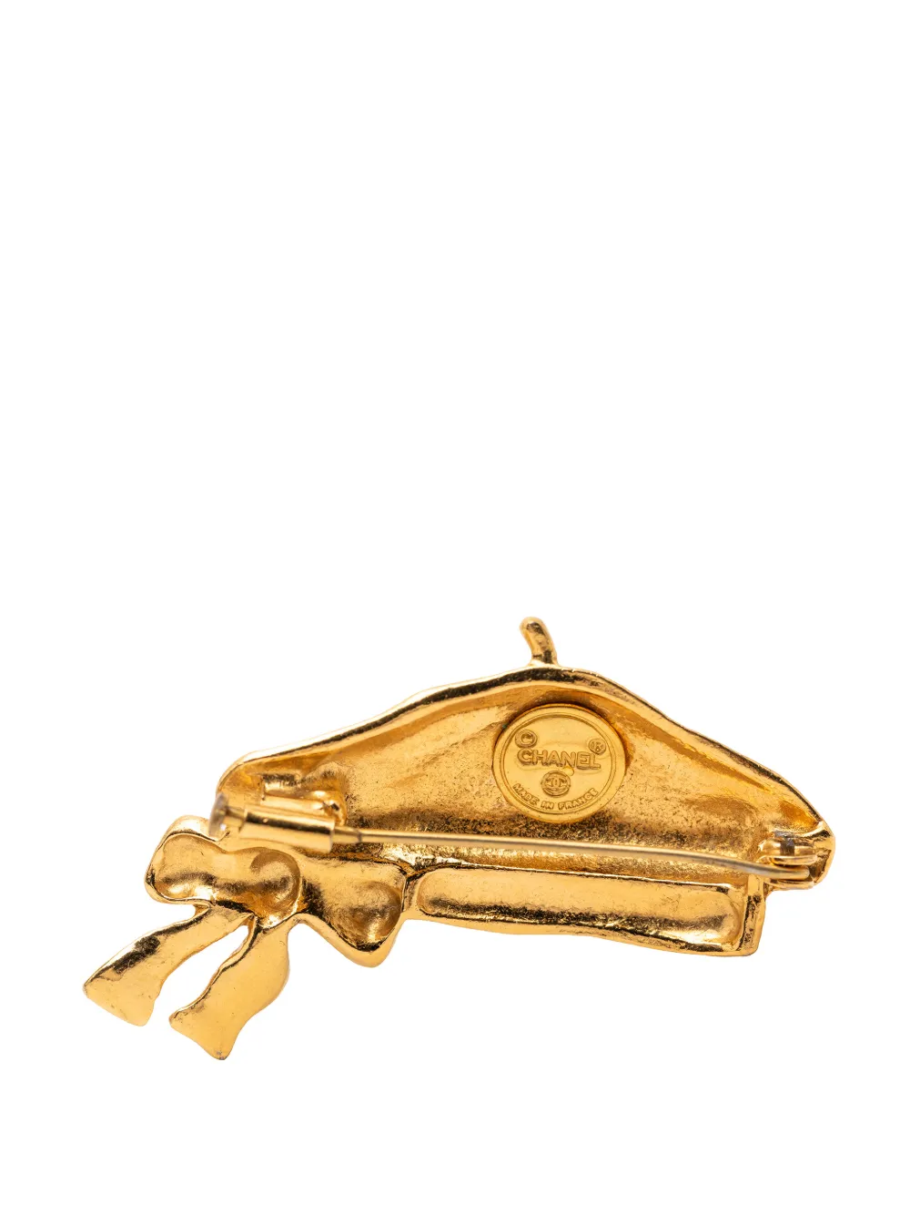 20th Century Gold Plated Beret Hat Brooch Costume Brooch