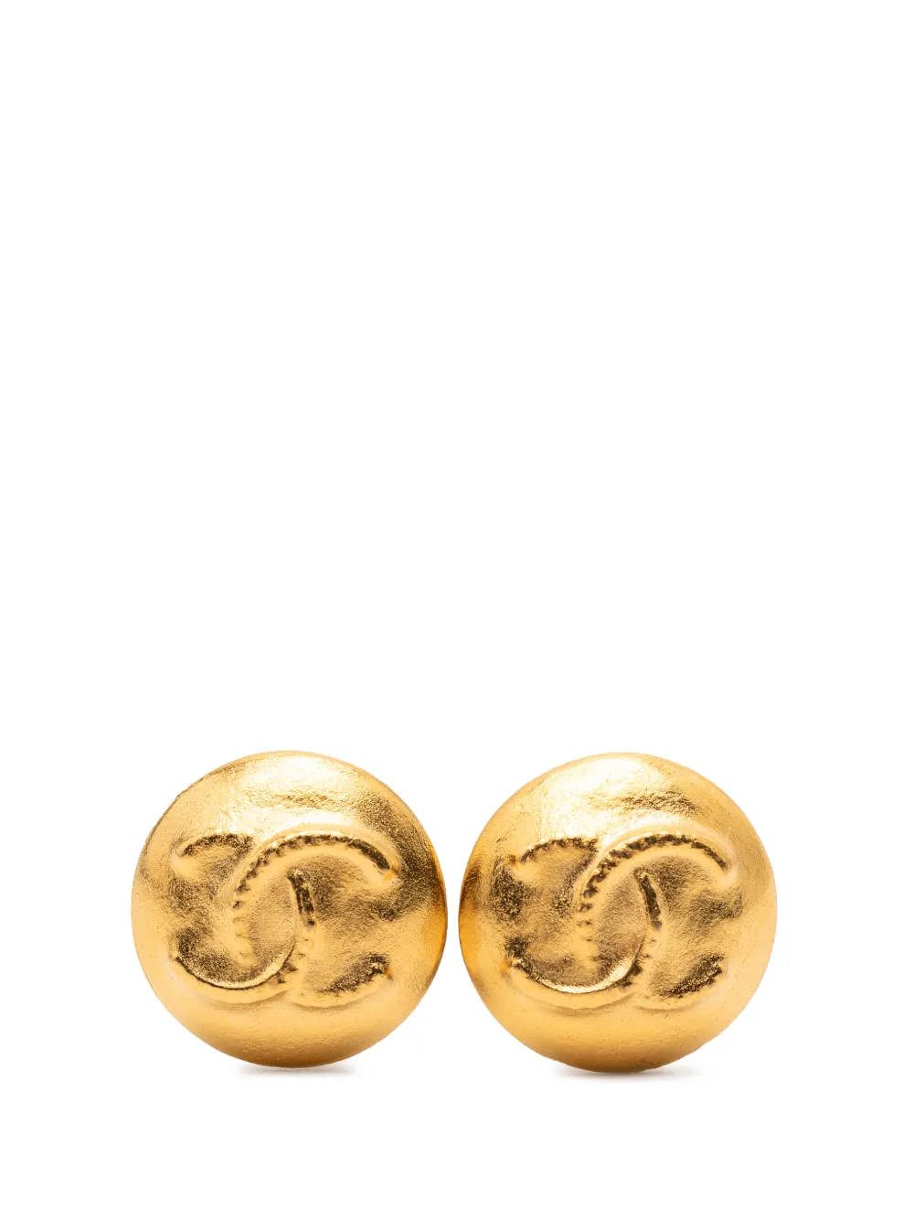 CHANEL Pre-Owned 1995 Gold Plated CC Button Clip on Earrings costume earrings - Oro