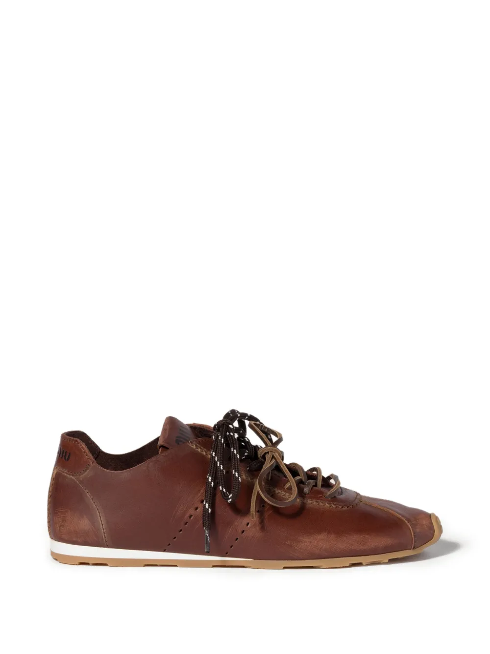 Miu Plume leather sneakers Bruin