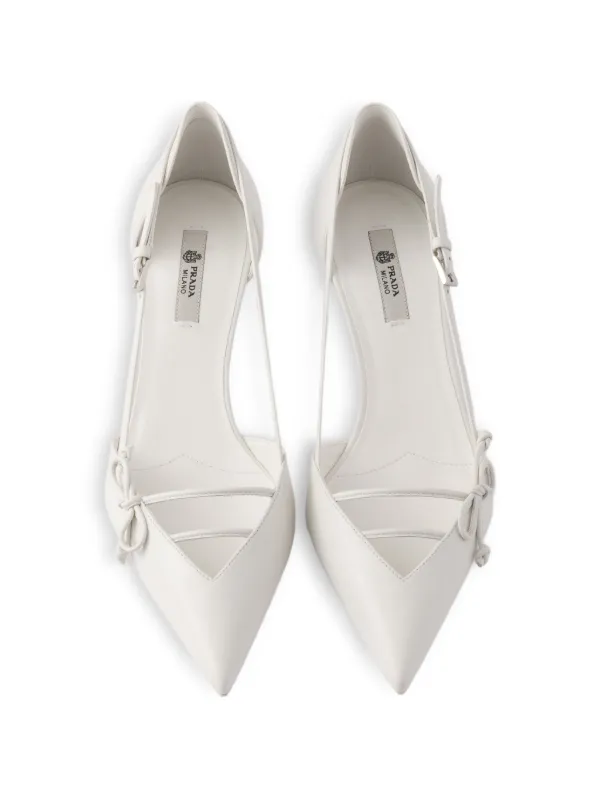 Prada open-side Leather Pumps | White | FARFETCH