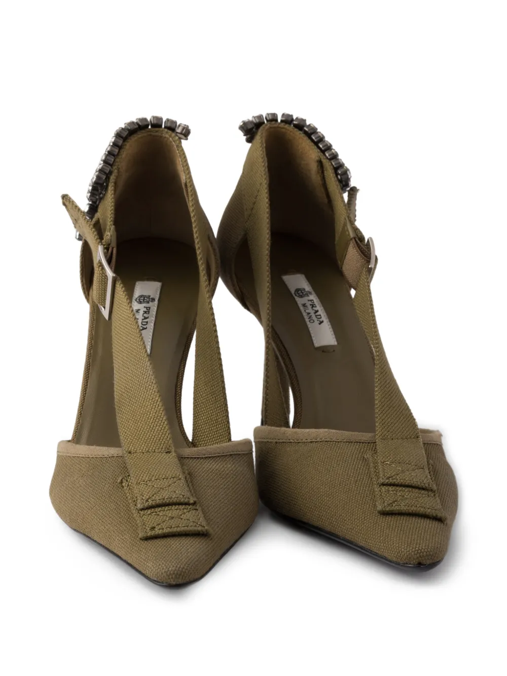 Prada Canvas pumps verfraaid met kristallen Groen