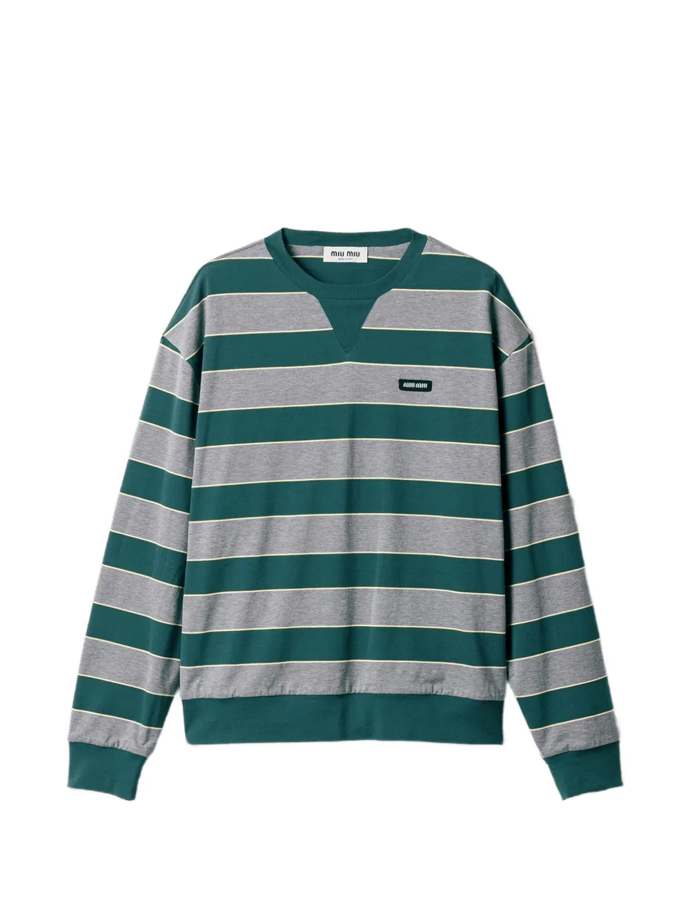 Miu Miu striped logo-patch sweatshirt - Verde