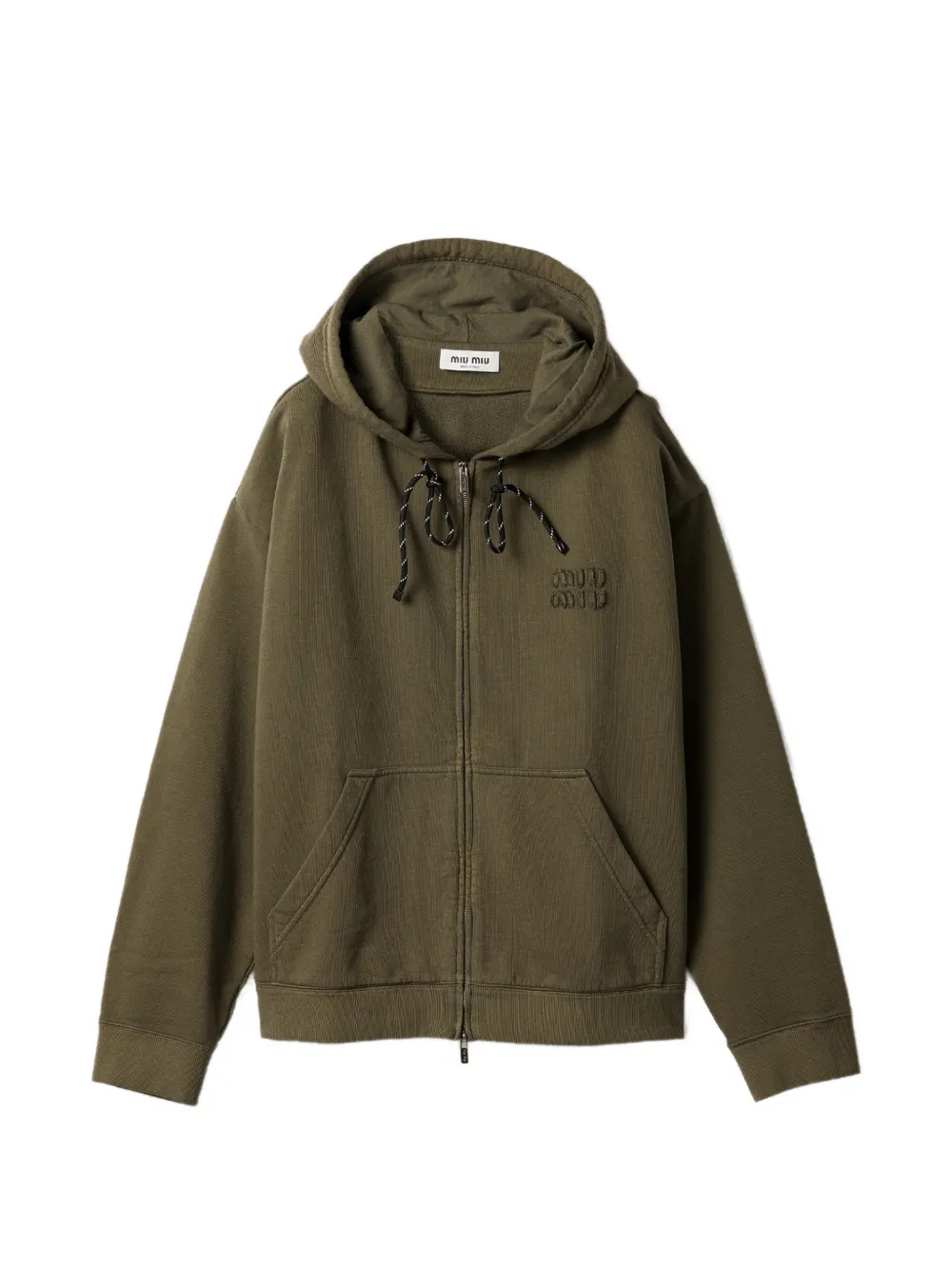 Miu Miu logo-embroidered hoodie - Verde