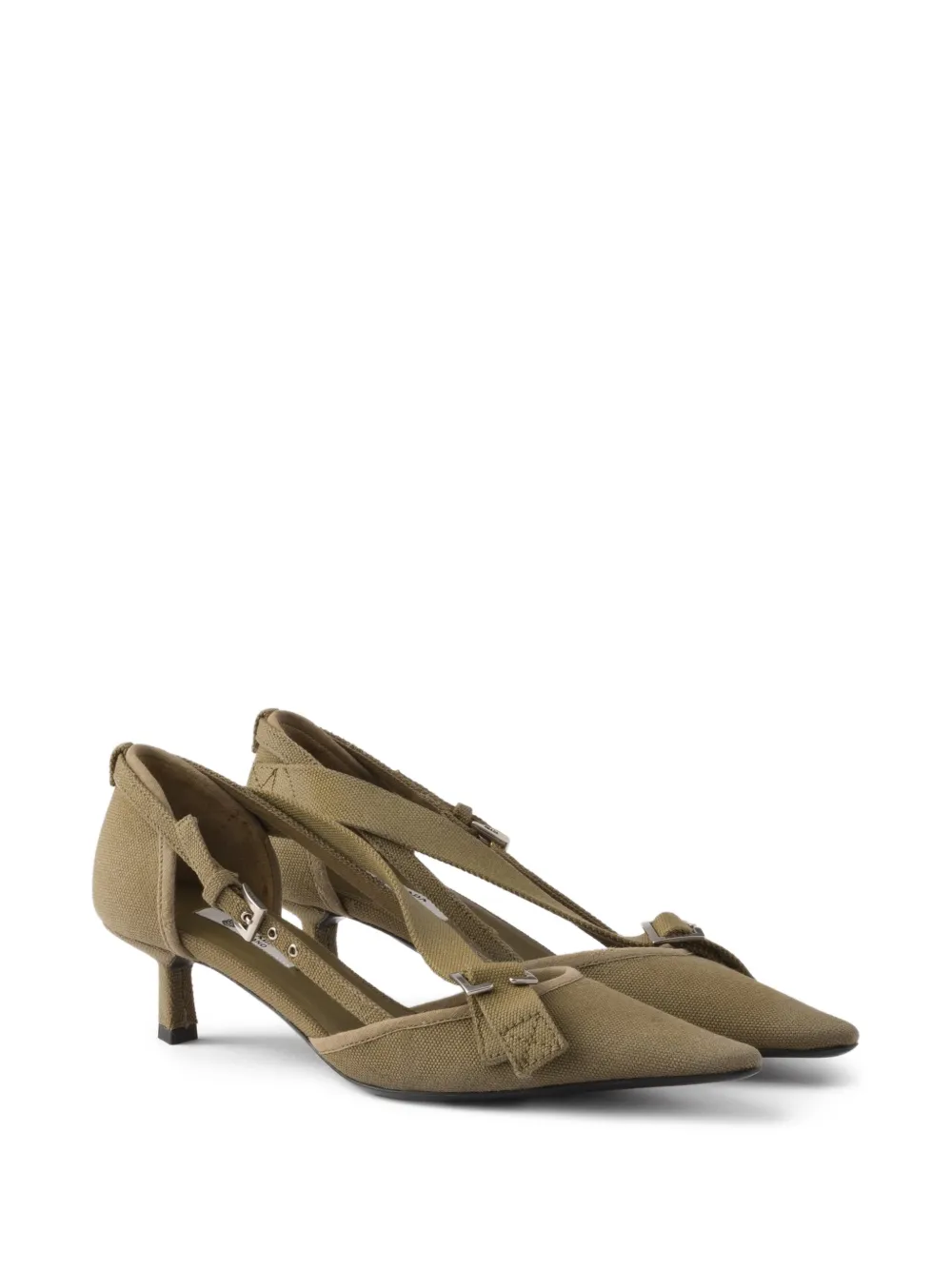 Prada Canvas pumps met puntige neus Groen