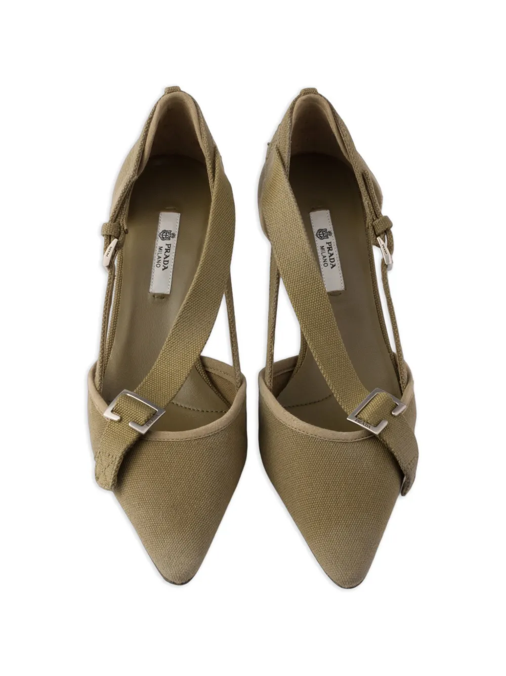 Prada Canvas pumps met puntige neus Groen