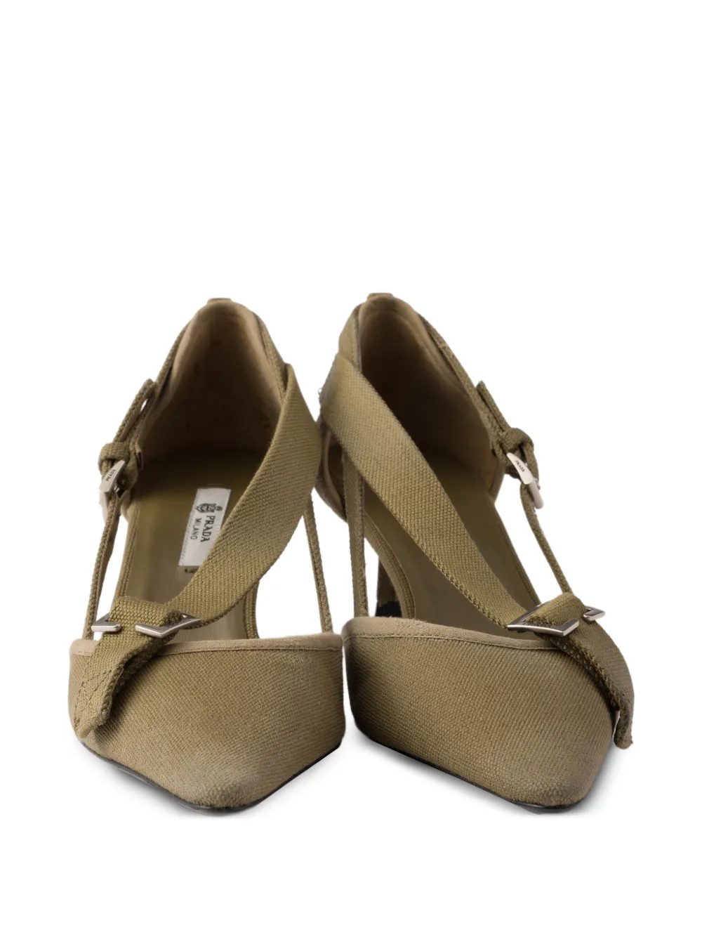 Prada Canvas pumps met puntige neus Groen