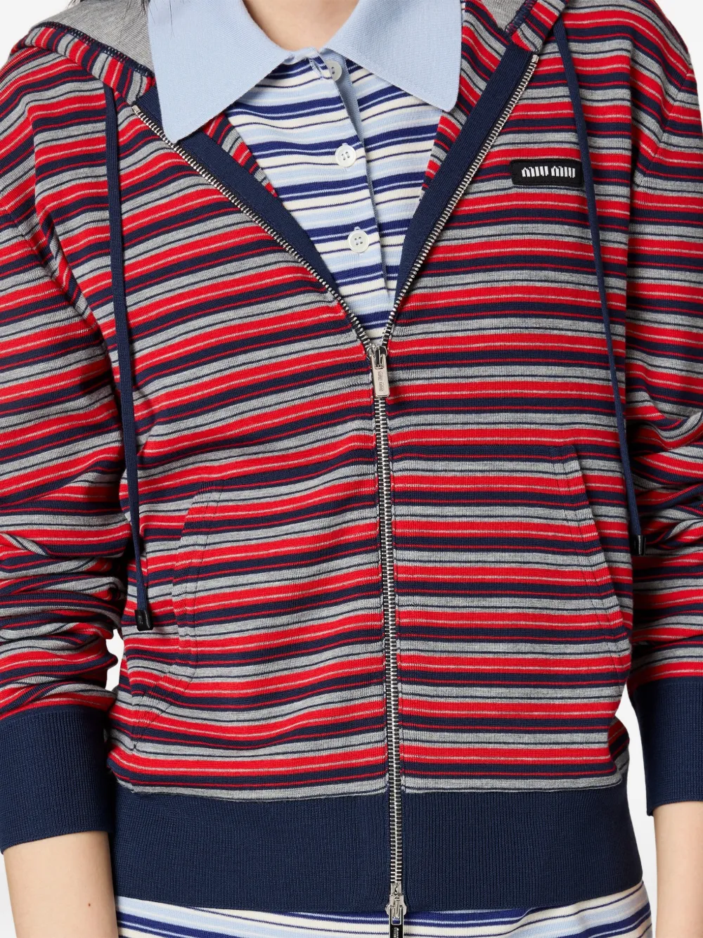 Miu Gestreepte hoodie Rood
