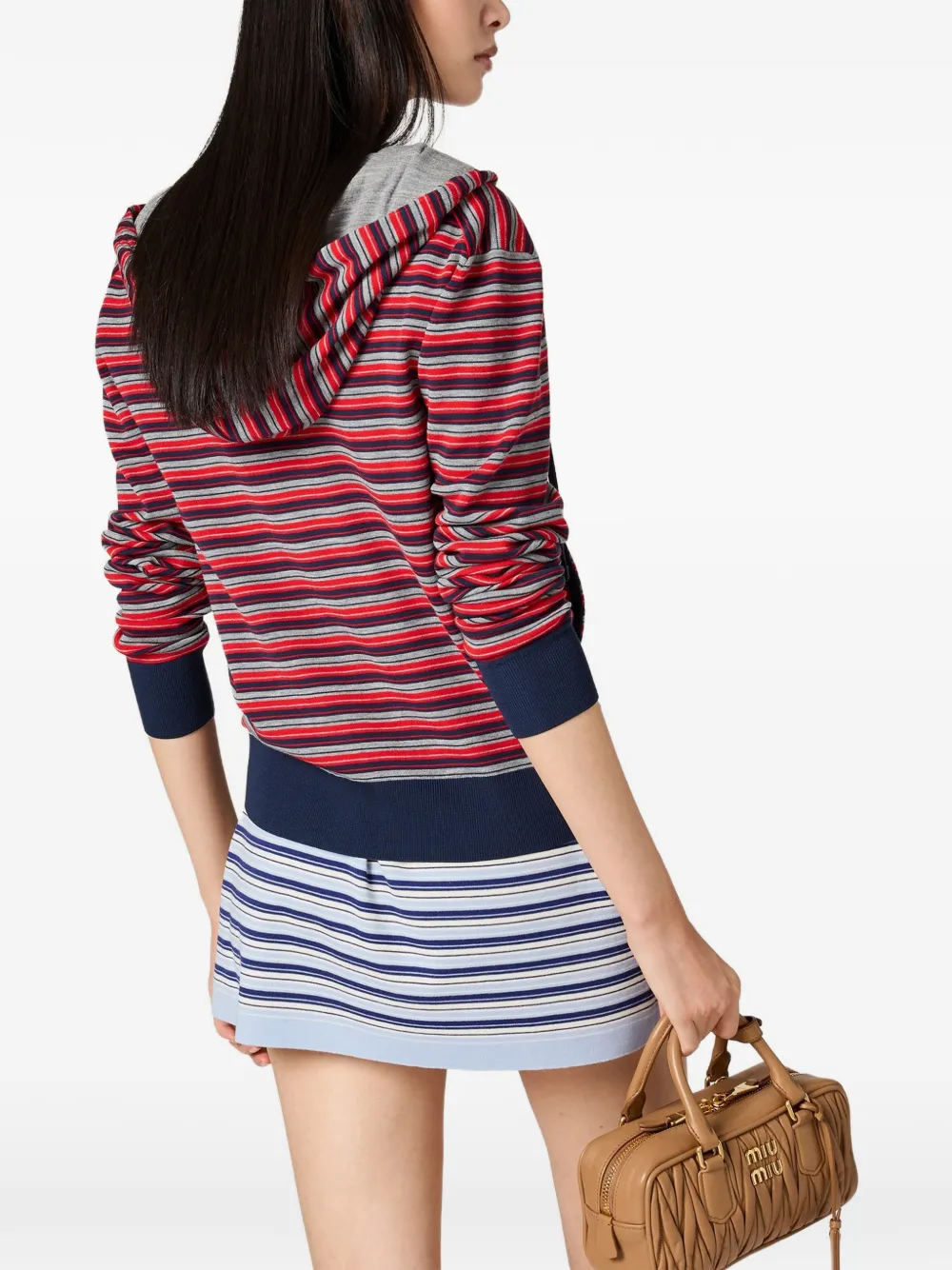 Miu Gestreepte hoodie Rood